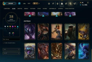 Unranked com 50 Champs e 38 Skins - League of Legends LOL