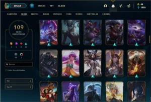 Conta bronze 1 com 146 Champs e 109 Skins + 4 Vitoriosas - League of Legends LOL