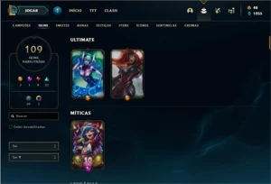 Conta bronze 1 com 146 Champs e 109 Skins + 4 Vitoriosas - League of Legends LOL