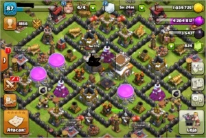 clash of clans cv8 com 4 construtores e 824 gemas