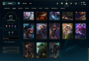 Conta bronze 1 com 70 Champs e 41 Skins ( Quase 100 Jogos ) - League of Legends LOL