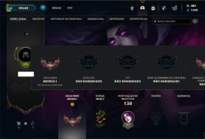Conta bronze 1 com 70 Champs e 41 Skins ( Quase 100 Jogos ) - League of Legends LOL