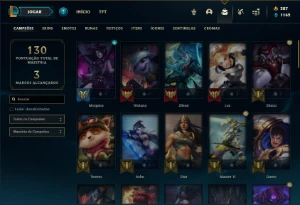 Conta bronze 1 com 70 Champs e 41 Skins ( Quase 100 Jogos ) - League of Legends LOL
