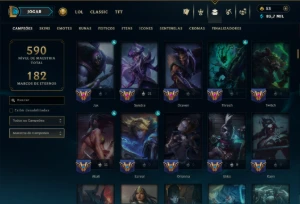 Esmeralda 3 com TODOS os Champs e 286 Skins ( Nivel 531 ) - League of Legends LOL