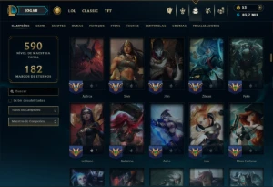 Esmeralda 3 com TODOS os Champs e 286 Skins ( Nivel 531 ) - League of Legends LOL