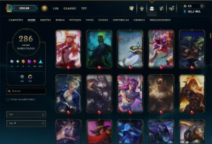 Esmeralda 3 com TODOS os Champs e 286 Skins ( Nivel 531 ) - League of Legends LOL