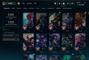 Esmeralda 3 com TODOS os Champs e 286 Skins ( Nivel 531 ) - League of Legends LOL