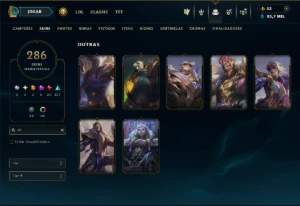 Esmeralda 3 com TODOS os Champs e 286 Skins ( Nivel 531 ) - League of Legends LOL