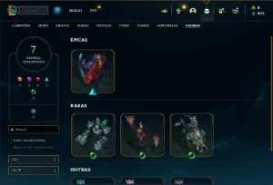 Ouro 3 com 47 Champs e 15 Skins - League of Legends LOL