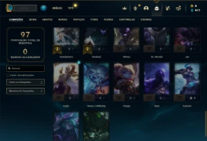 Ouro 3 com 47 Champs e 15 Skins - League of Legends LOL