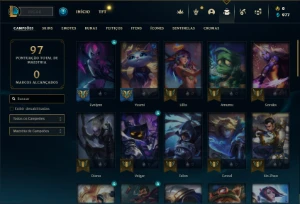 Ouro 3 com 47 Champs e 15 Skins - League of Legends LOL