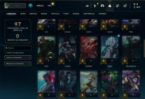 Ouro 3 com 47 Champs e 15 Skins - League of Legends LOL
