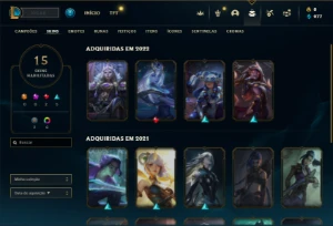 Ouro 3 com 47 Champs e 15 Skins - League of Legends LOL