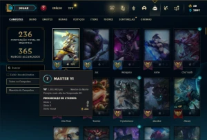 Bronze 3 com TODOS os champs e 71 Skins + 1.4kk de Master Yi - League of Legends LOL