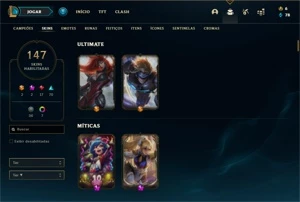 CONTA LOL M/JUNGLE BARATINHA LV 250/147 SKINS - League of Legends