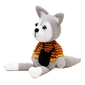 Lobo com Bolsa em Crochê Amigurumi - Artesanato e Personalizados