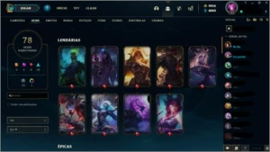 Conta LOL Platina3 C/4 prestígios 8 gemas 9956K RP Baratinha - League of Legends