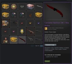 skin de cs go canivete Falchion teia rubra pouco usada - Counter Strike