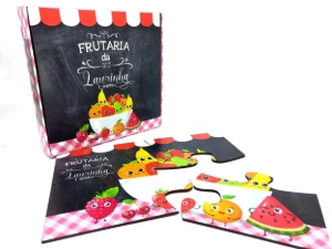Quebra-cabeça Feirinha em MDF com 4 Peças e Caixa - Artesanato e Personalizados