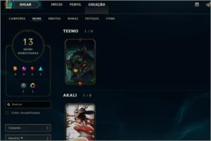 CONTA PRATA 1 ( BORDINHA DE OURO) COM SKINS - League of Legends LOL