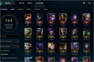 CONTA PRATA 1 ( BORDINHA DE OURO) COM SKINS - League of Legends LOL