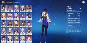 Conta Ar 48 Yelan + Raiden + Mona + Qiqi E Espada Celestial - Genshin Impact