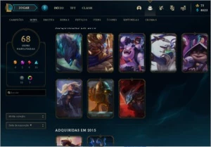 CONTA LOL PLATINA IV BARATA + 68 SKINS - League of Legends