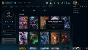 CONTA LEAGUE OF LEGENDS PRATA COM 48 SKINS LOL
