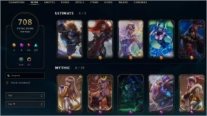CONTA - 708 SKINS - LEAGUE OF LEGENDS LOL