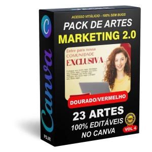 Pack Canva Marketing Digital Dourado e Vermelho Vol 4 - Serviços Digitais