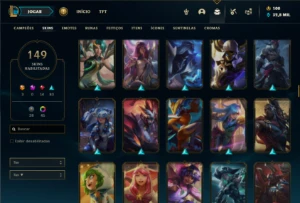 Prata 4 com 150 Champs e 149 Skins ( MAIN ADC / SUP ) - League of Legends LOL