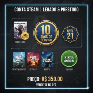 Conta Steam Antiga | 10 Anos de Serviço | Nível 21 |