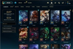 Conta bronze 1 com TODOS os champs e 222 Skins (Nivel 509) - League of Legends LOL