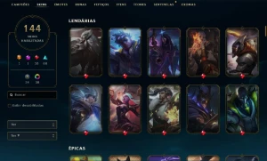 CONTA COM 144 SKINS BOAS, 156 CAMPEÕES, NUNCA BANIDA - League of Legends LOL