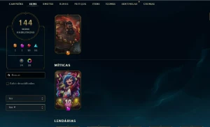 Conta 144 Skins Level 365 1 Skin Ultimate, 156 Champs - League of Legends LOL