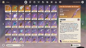 Conta Genshin AR 56 8 5* + 4 Armas 5* + Skins - Genshin Impact