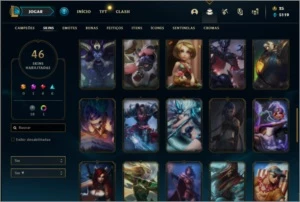 Conta Unranked com 46 Skins e 93 Champs - League of Legends LOL