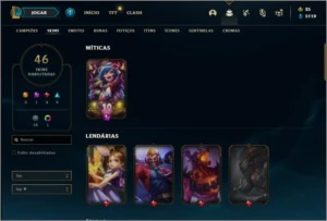 Conta Unranked com 46 Skins e 93 Champs - League of Legends LOL