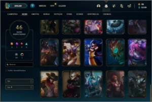 Conta Unranked com 46 Skins e 93 Champs - League of Legends LOL
