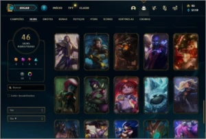 Conta Unranked com 46 Skins e 93 Champs - League of Legends LOL