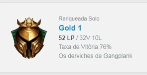 CONTA SMURF GOLD1 72% - League of Legends LOL