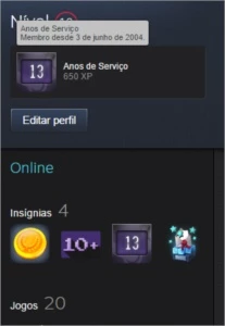 Steam 13 Anos 2004 + Medalha + Jogos