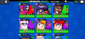 Conta de Brawl Stars 33k de troféus e 61/64 brawlers