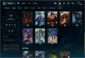 Conta unranked com 25 champs e 16 skins - League of Legends LOL