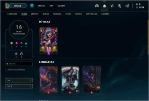 Conta unranked com 25 champs e 16 skins - League of Legends LOL