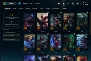 Conta unranked com 25 champs e 16 skins - League of Legends LOL