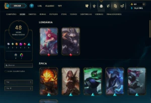 Diamante 4 com 90 Champs e 48 Skins - League of Legends LOL