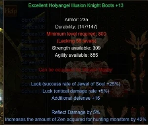 Holyangel Illusion Knight Set +13+16+ZEN+LUCK Midgard