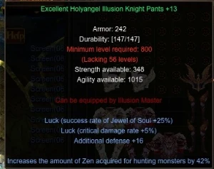 Holyangel Illusion Knight Set +13+16+ZEN+LUCK Midgard - MU Online