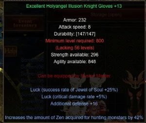 Holyangel Illusion Knight Set +13+16+ZEN+LUCK Midgard - MU Online